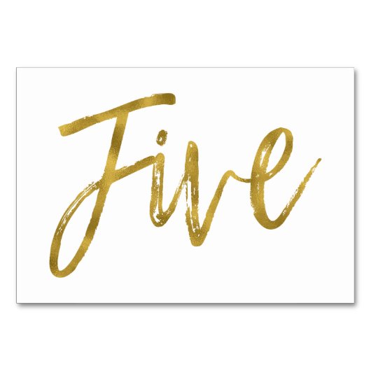 Goud en Wit Elegante Tafel Nummer Vijf Kaart (Voorkant)