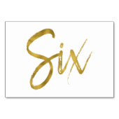 Goud en Wit Elegante Tafel Nummer Zes Kaart (Achterkant)