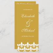 Goud en Wit Fleur de Lis Wedding Programma Programmakaart (Voorkant / Achterkant)