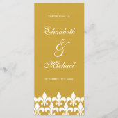 Goud en Wit Fleur de Lis Wedding Programma Programmakaart (Voorkant)