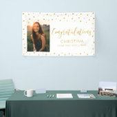 Goud en wit | Gefeliciteerd Afstuderen Foto Spandoek (Beurs)