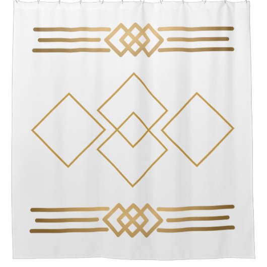 Goud en Wit Geometrisch Douchegordijn (Voorkant)