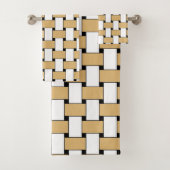Goud en wit Geometrisch patroon van de Weave Bad Handdoek (Insitu)
