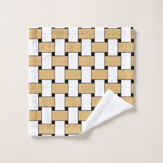 Goud en wit Geometrisch patroon van de Weave Bad Handdoek (Wasdoekje)