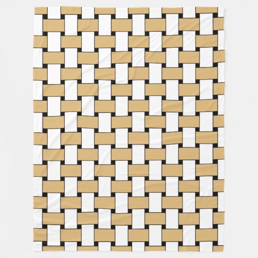 Goud en wit Geometrisch patroon van de Weave Fleece Deken (Voorkant)