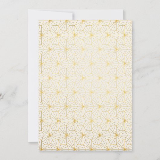Goud en Wit Geometrische Art Deco Bewaar de datum Kaart (Achterkant)