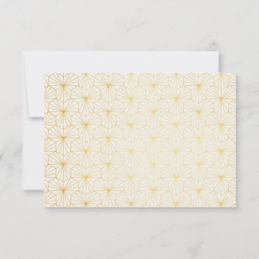 Goud en Wit Geometrische Art Deco RSVP kaart (Achterkant)