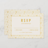 Goud en Wit Geometrische Art Deco RSVP kaart (Voorkant / Achterkant)