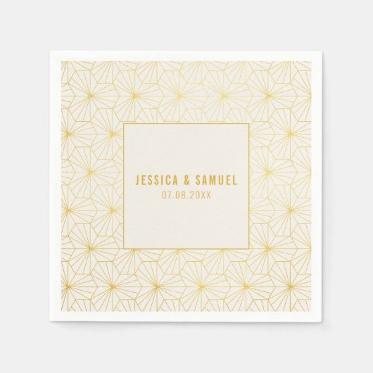 Goud en wit geometrische art deco servet (Voorkant)