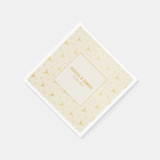 Goud en wit geometrische art deco servet (Hoek)
