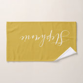 Goud en wit gepersonaliseerd monogram werkhanddoek handdoek (Handdoek)