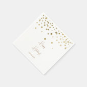 Goud en Wit GepersonaliseerdHappy Feestdagen Cockt Servet (Hoek)