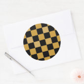 Goud en wit geruit ronde sticker (Envelop)
