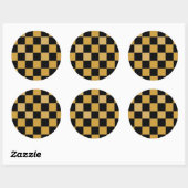 Goud en wit geruit ronde sticker (Vel)