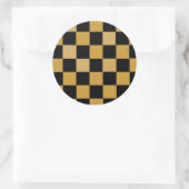 Goud en wit geruit ronde sticker (Tas)
