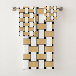 Goud en wit geweven geometrisch patroon bad handdoek