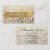 Goud en Wit Glitter en Sparkle Snake Skin Visitekaartje (Voorkant / Achterkant)
