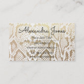 Goud en Wit Glitter en Sparkle Snake Skin Visitekaartje (Achterkant)