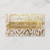Goud en Wit Glitter en Sparkle Snake Skin Visitekaartje (Voorkant)