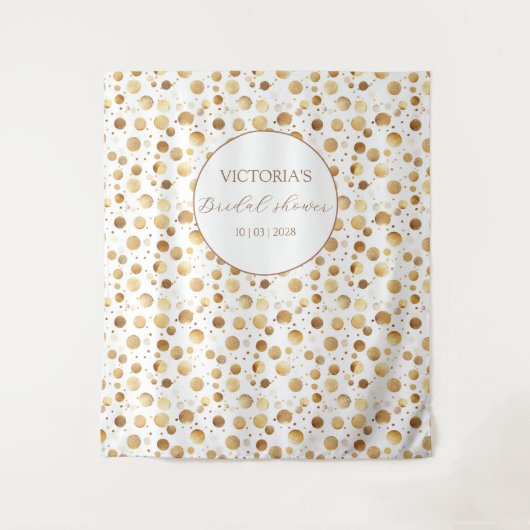 Goud en Wit Glitter Vrijgezellenfeest Achtergrond Wandkleed (Voorkant)