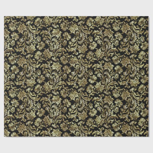 Goud en wit glitterpatroon 2 cadeaupapier (Vlak)