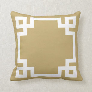 Goud en wit Griekse Key Border Kussen