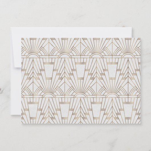 Goud en wit groot geintby art Deco Save the Date (Achterkant)