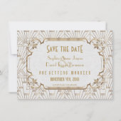 Goud en wit groot geintby art Deco Save the Date (Voorkant)