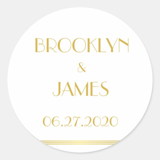 Goud en wit groot geintby Wedding Stickers (Voorkant)