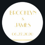 Goud en wit groot geintby Wedding Stickers<br><div class="desc">Goud en wit Great Gatsby trouwstickers met aanpasbare tekst</div>