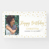 Goud en wit | Happy Birthday Photo Banner (Horizontaal)