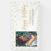 Goud en wit | Happy Birthday Photo Banner (Verticaal)