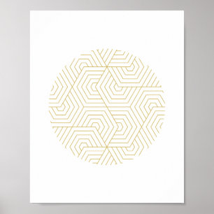 Goud en wit hexagon Circle Geometrische wandkunst Poster