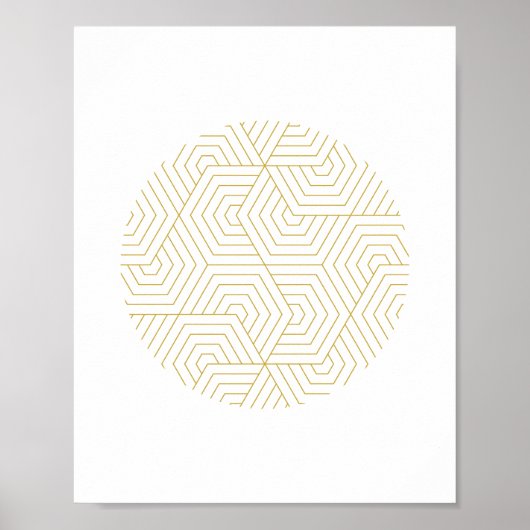 Goud en wit hexagon Circle Geometrische wandkunst Poster (Voorkant)