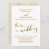 Goud en wit hun bruiloft met harten kaart (Voorkant / Achterkant)