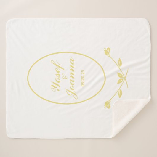 Goud en wit huwelijk sherpa deken (Voorkant (horizontaal))