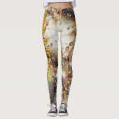 goud en wit "Ik ben gezegend" Leggings (Voorkant)