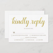 Goud en wit Jubileum RSVP-kaart met maaltijden Kaart (Voorkant / Achterkant)