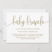 Goud en Wit Kalligrafie Baby Brunch Kaart (Voorkant)
