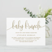 Goud en Wit Kalligrafie Baby Brunch Kaart (Staand voorkant)