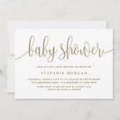 Goud en Wit Kalligrafie Baby shower Kaart (Voorkant)