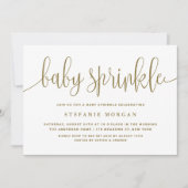 Goud en Wit  Kalligrafie Baby Sprinkle Kaart (Voorkant)