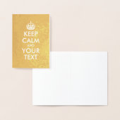 Goud en wit kalm houden en Jouw tekst Folie Kaarten (Display)