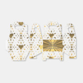 Goud en wit kanten hart bruiloft bedankdoosjes (Uitgevouwen)
