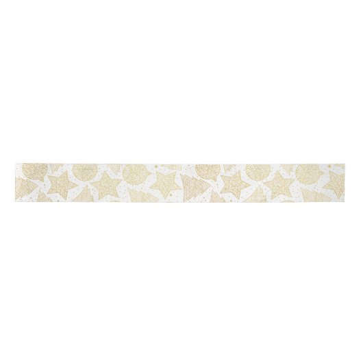 Goud en wit kerstpatroonlint satijnen lint (Voorkant)