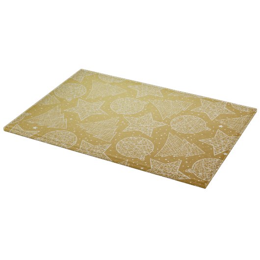 Goud en wit kerstpatroonsnijvlak snijplank (Hoek)