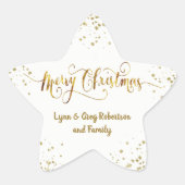 Goud en wit kerststerkers ster sticker (Voorkant)