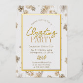 Goud en wit kersttentje botanisch folie uitnodiging (Voorkant)