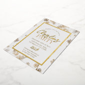 Goud en wit kersttentje botanisch folie uitnodiging (Gedraaid)