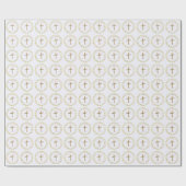 Goud en wit kruis en kroon cadeaupapier (Vlak)